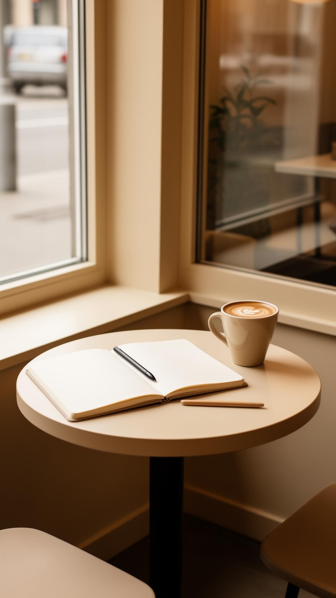 A café table that accidentally became an office
